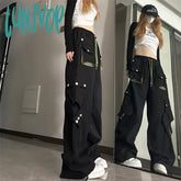 Lunivop Black Harajuku Cargo Pants Women Y2K Streetwear Gothic Oversized Pocket Techwear Vintage